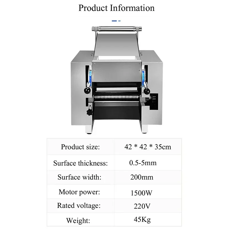 

PBOBP Electric Pasta Maker Automatic Noodle Machine Fresh Pasta Dough Roller Stainless Steel Kitchenaid Knife Making