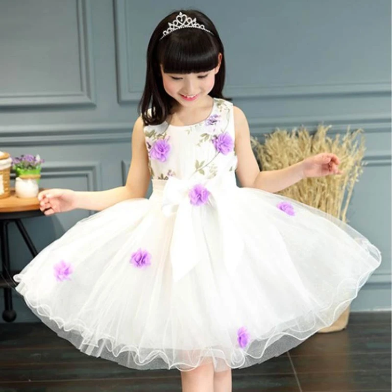 Summer Girls Party Dress for Photoshoot Child Kids Princess Dresses Flower Korean Version Student Dance Dress 2 To 12 Years Old