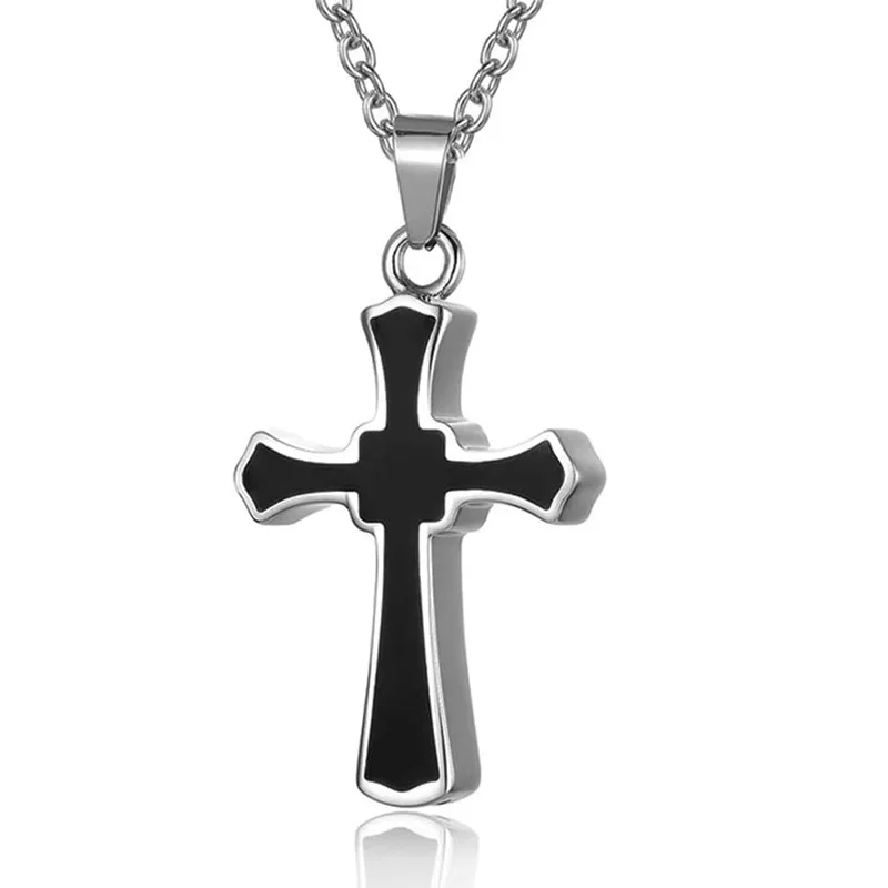 DIY Stainless Steel Cross Bone Ash Pendants Can Open Urn Remembering Relatives Pet Remains Hair Men and Women Necklace