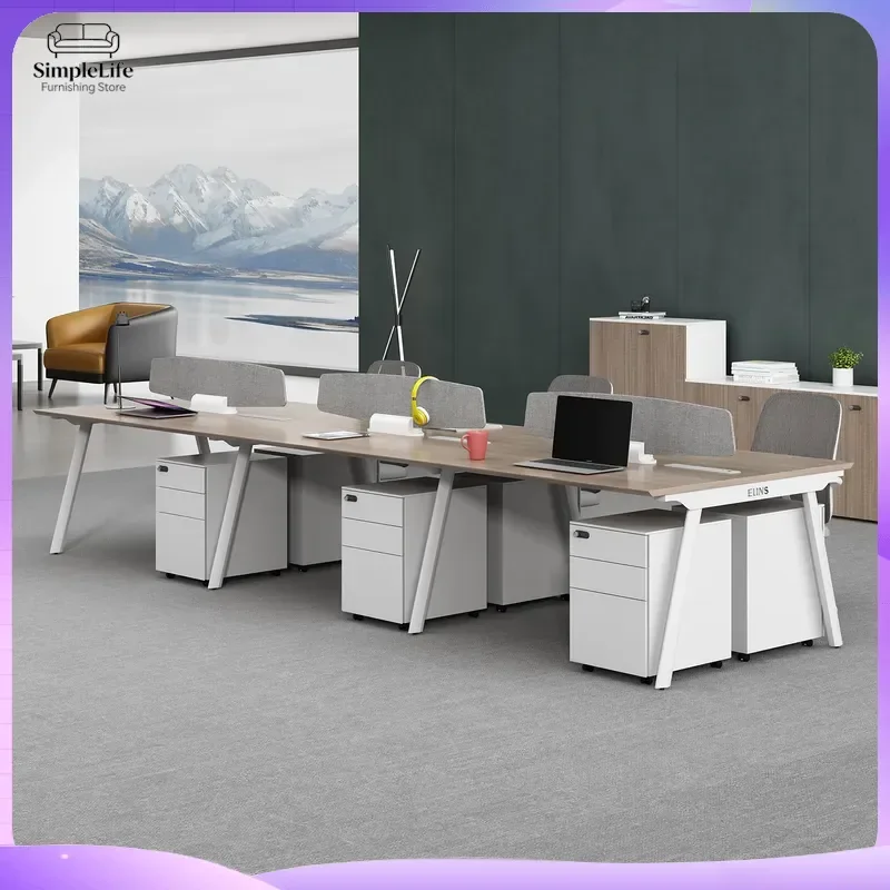Office Desk with Cabinet and Partition Screen Modern Workstation Table for Commercial Office Furniture Factory Use Ergonomic