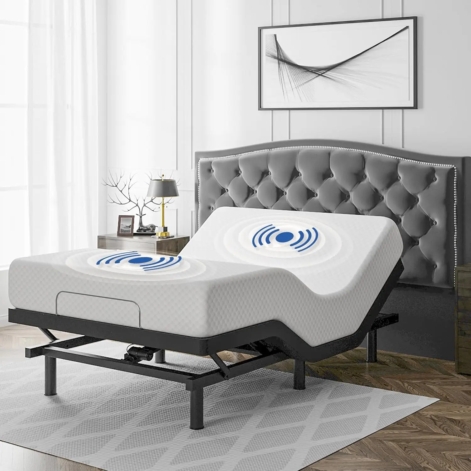 Adjustable Bed Frame Twin XL Size with Remote & Massage - Electric Beds Bases w/Zero Clearance, Zero Gravity, USB Ports, Nightli