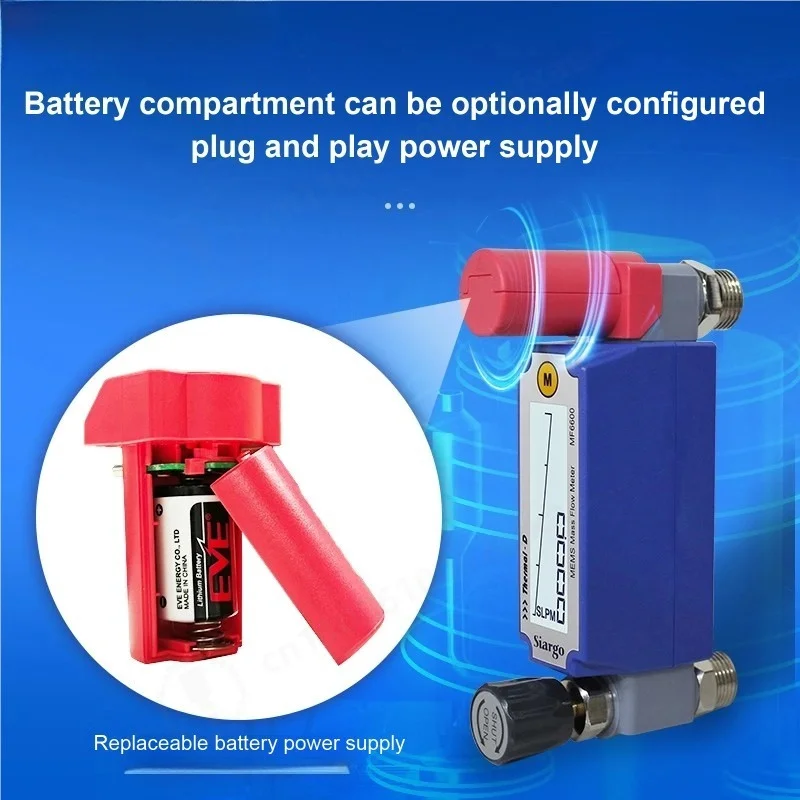 3.6V Battery‑Powered MEMS Gas Mass Flow Meter LCD Display BSPT 1/4 Internal Thread