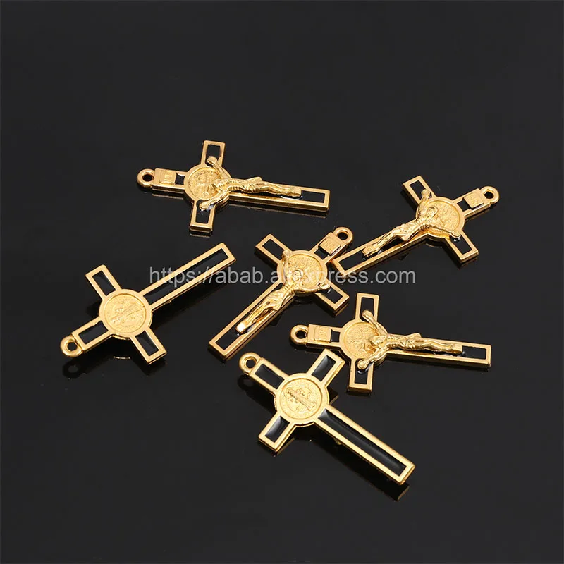 5 Pieces/Catholic Gold Plated Cross Charm Jewelry Making Supplies Christ Handmade Necklace Christ Gold Cross Accessories