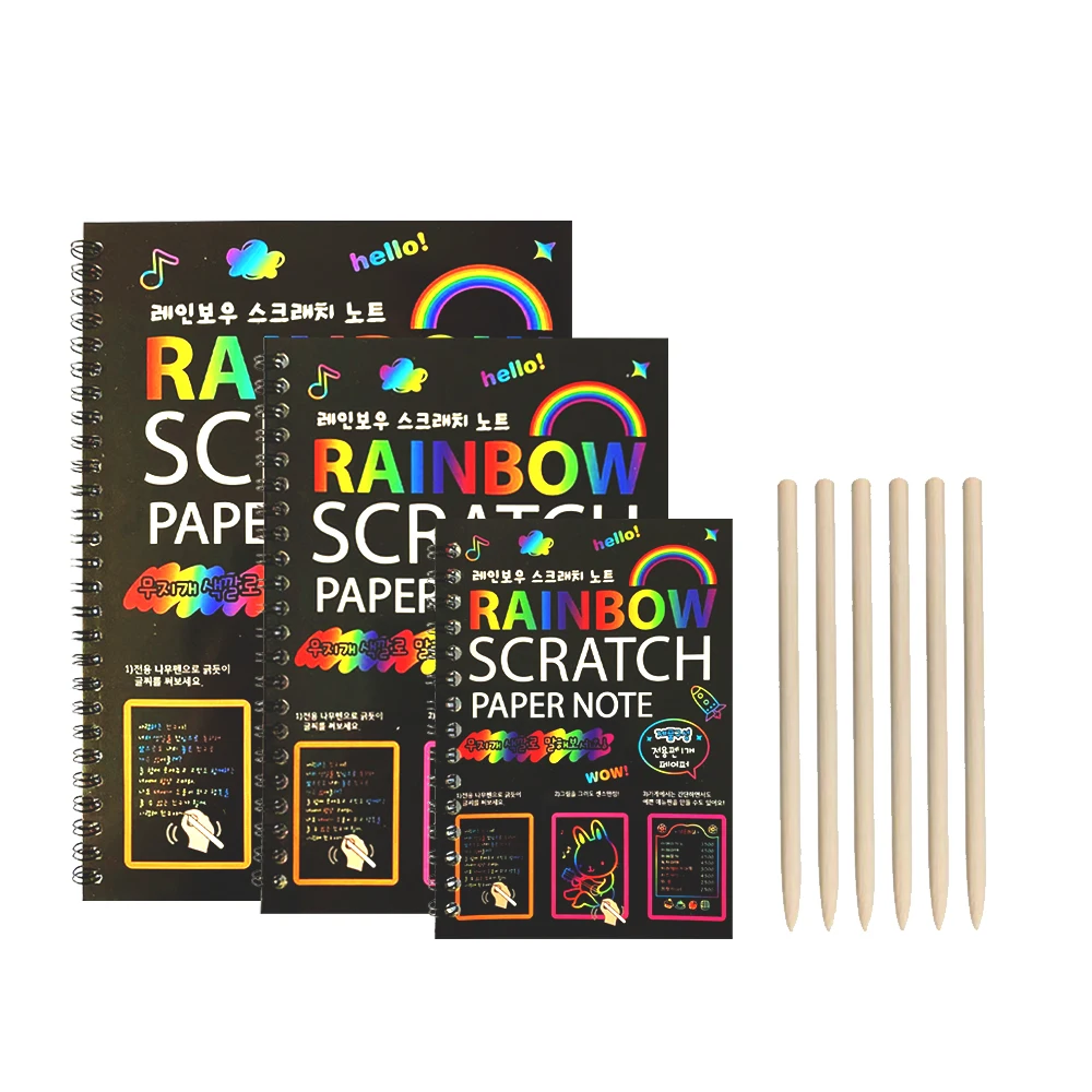 3pcs Scratch Art Books for Kids Rainbow Scratch Paper for Best Gifts