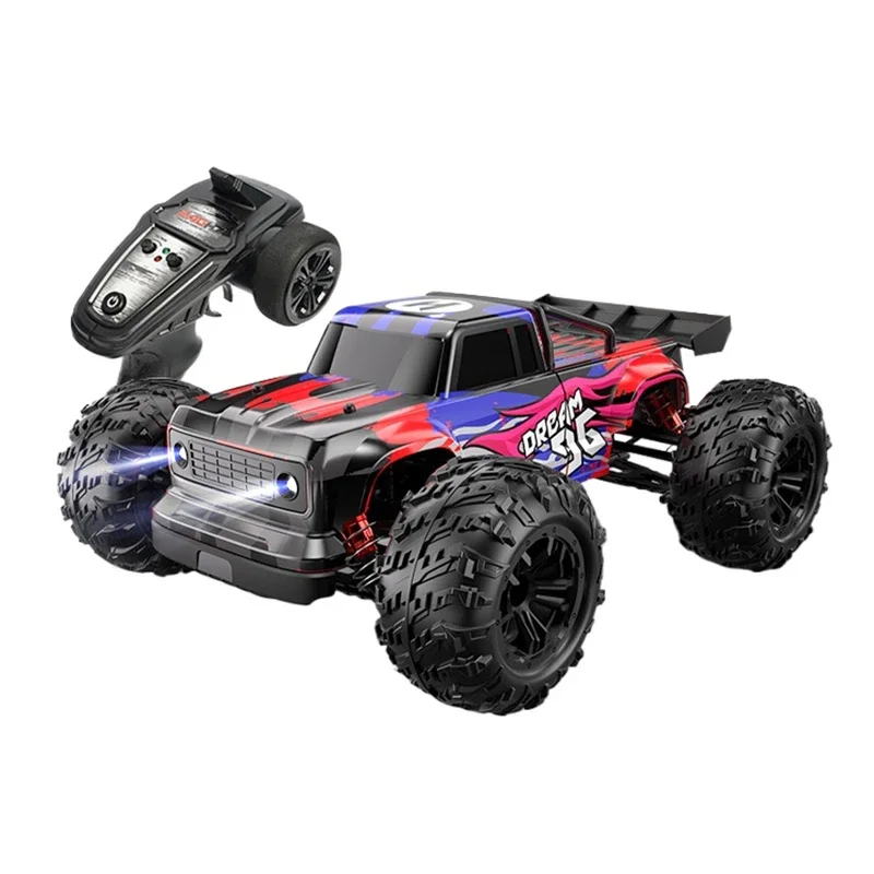 70KM/H 2.4G 1/16 RC Car Four Wheel Drive High Speed Off Road Vehicle Brushless Motor with LED Light Remote Control Model Toy