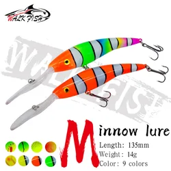 WALK FISH 1 PCS Minnow Fishing Lure Long Lip Minnow Wobbler 13.5cm 14g Jerkbait Swimbait Artificial Hard Pesca Fishing Tackle