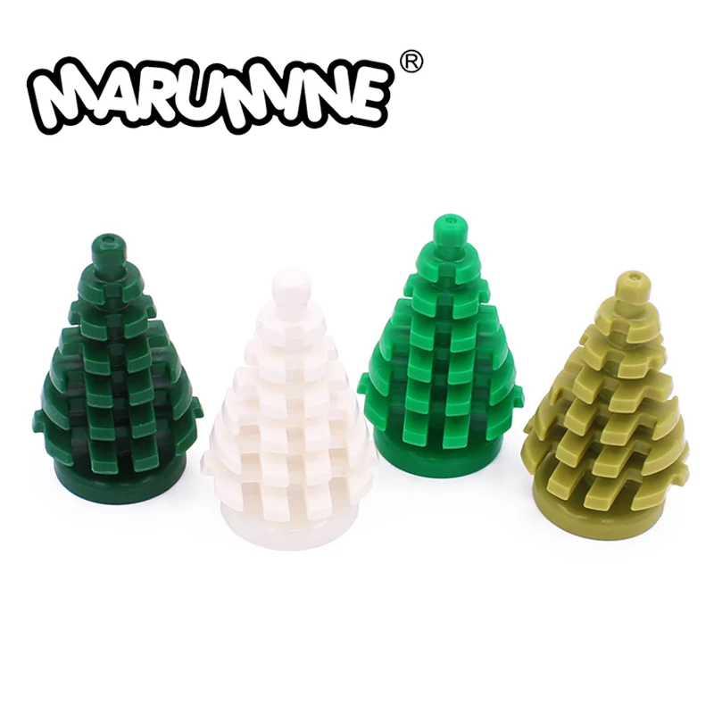 MARUMINE Small Spruce Tree Compatible 2435 Idea Stalk Grass Flower MOB Blocks Part Classic Bricks Construction Educational Toys