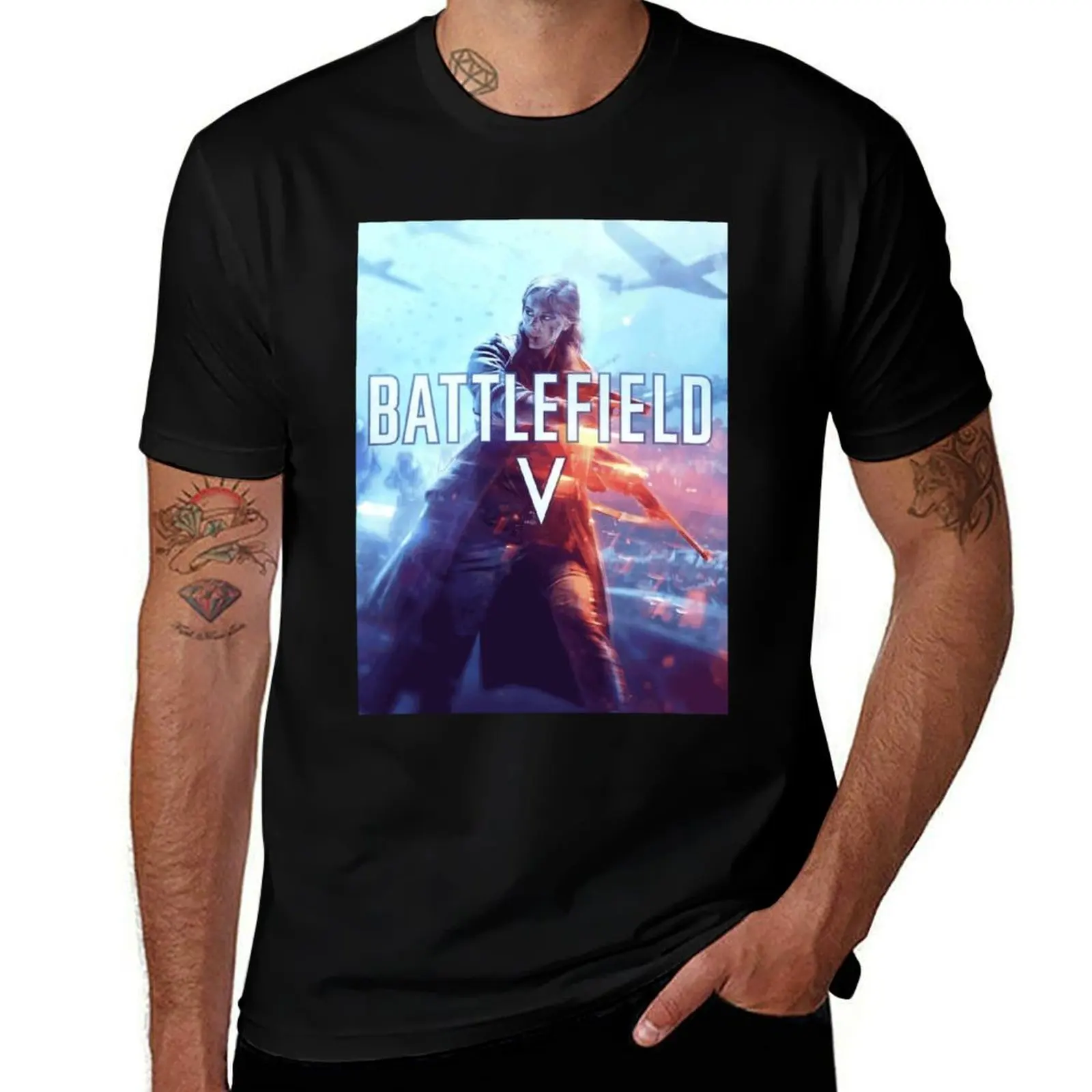 Battlefield V 5 Fan Art 4K Classic T-Shirt cotton t shirts man 100% T-Shirt