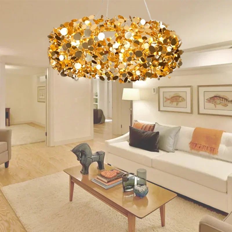 

Luxury Restaurant Pendant Lights Postmodern Living Room Pendant Lights Stainless Steel Coffee Shop Decorative Pendant Lights