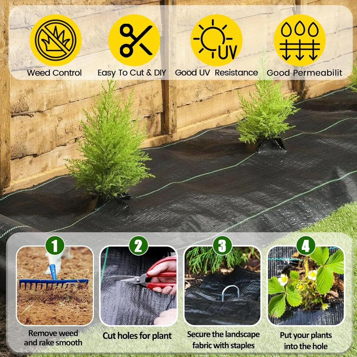 2025年UVカット耐久性ニードルパンチ織り雑草防止バリアマットグラウンドカバーランドスケープファブリック