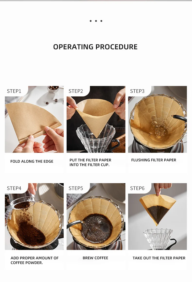 YRP 60 V Kaffeefilter, Papierzählung, Einweg-Koffelfilter, natürlicher kegelförmiger, ungebleichter Filter für V&60 Kaffeetropfer – Detail 7