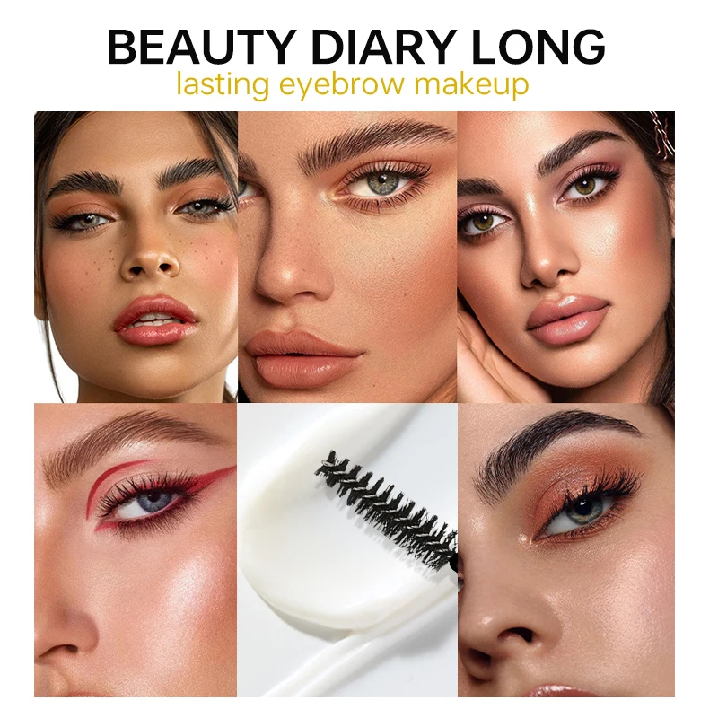 Juego de gel para cejas transparente resistente al agua, moldura rápida para cejas, antitransferencia duradera, adhesivo para cejas extremadamente duradero