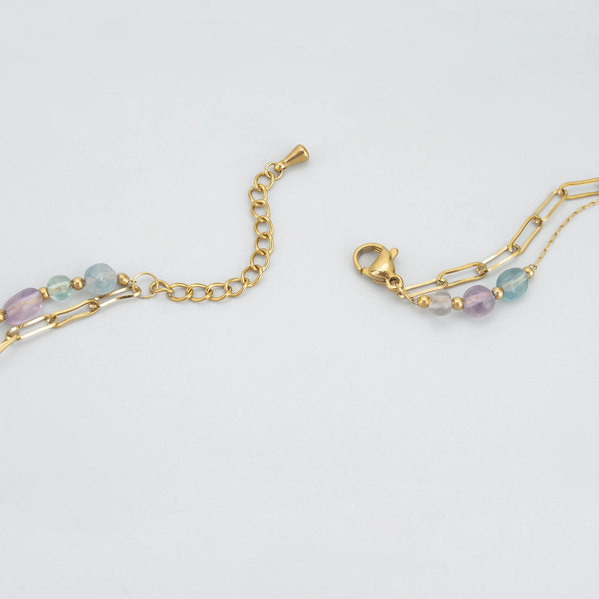 GUFEATHER ، MH55 1 جزء/الوحدة قلادة الموضة اليدوية 18 كيلو مطلية بالذهب الفولاذ المقاوم للصدأ الأحجار الطبيعية قلادة مزدوجة الطبقات #6