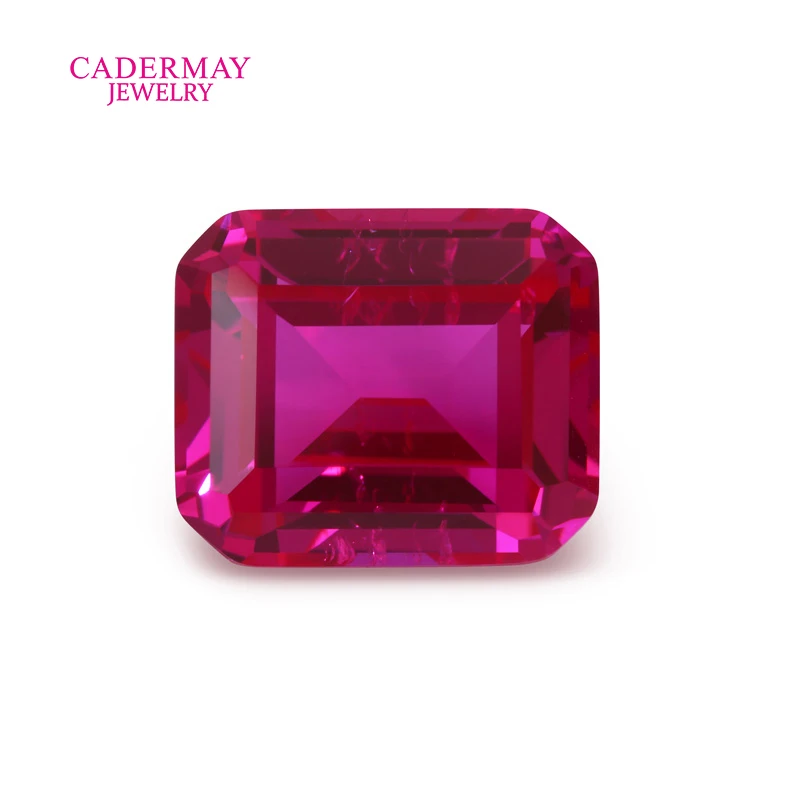 CADERMAY Pink Ruby Gemstones With Inclusions 2x4mm-15x20mm Emerald Cut Rose Pink Lab Grown Ruby Loose Stones For Jewelry Making