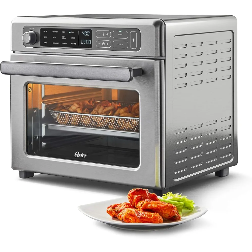 Digital Air Fryer Oven with RapidCrisp, Stainless Steel, 12-Function Countertop Oven with Convection,Silver