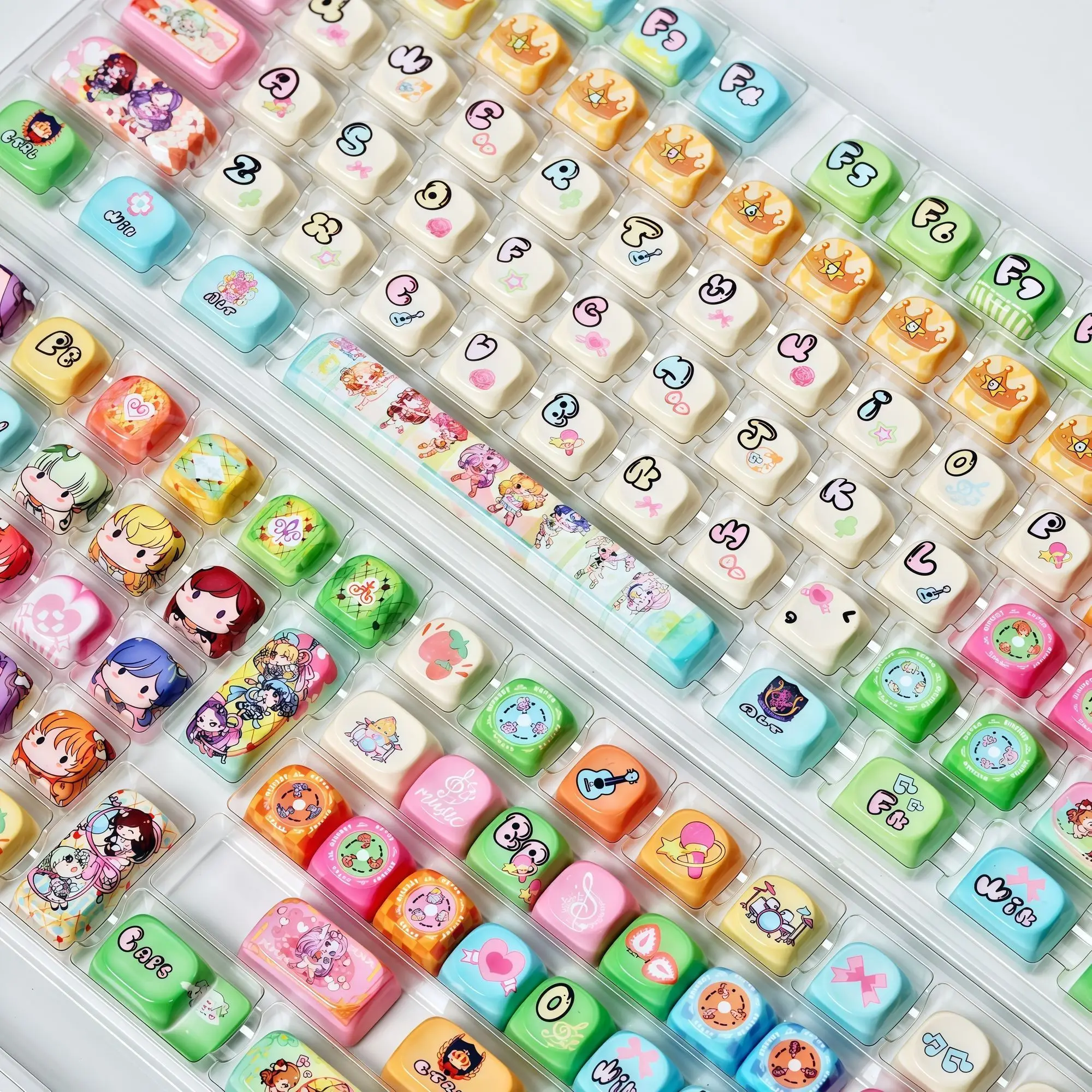 120+ Keys ‌Aikatsu!  Keycap アイドルカツドウ Keycaps ‌cute Aikatsu Stars Japan Anime PBT MOA Profile for ANSI Made68 Mad68 Wooting60