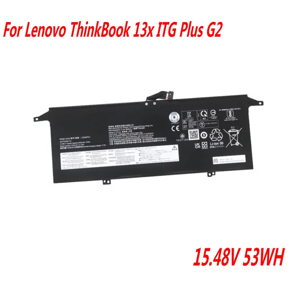 

15.48V 53Wh 3425mAh L20M4PD1 L20D4PD1 Laptop Battery For Lenovo ThinkBook 13x ITG Plus G2