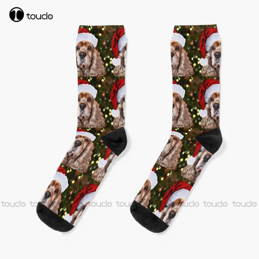 Christmas Cocker Spaniel Dog Dogs Puppy Puppies Socks Work Socks   Funny Sock