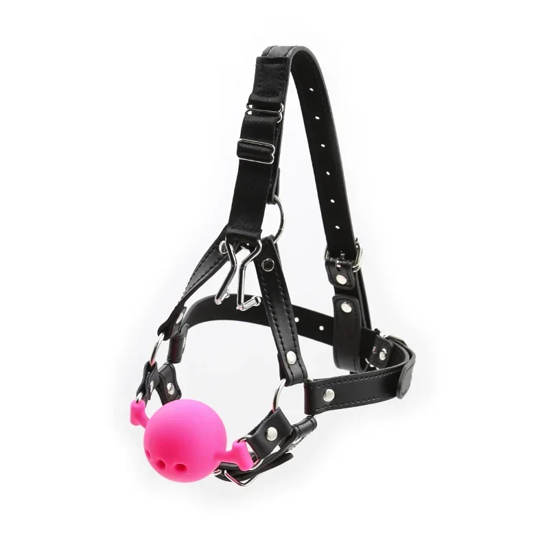 PU Leather Head Harness with Nose Hook Gag Open Mouth Bite Gag Roleplay Restraint Adult Game Product Sex Toys Nose Hook Slave