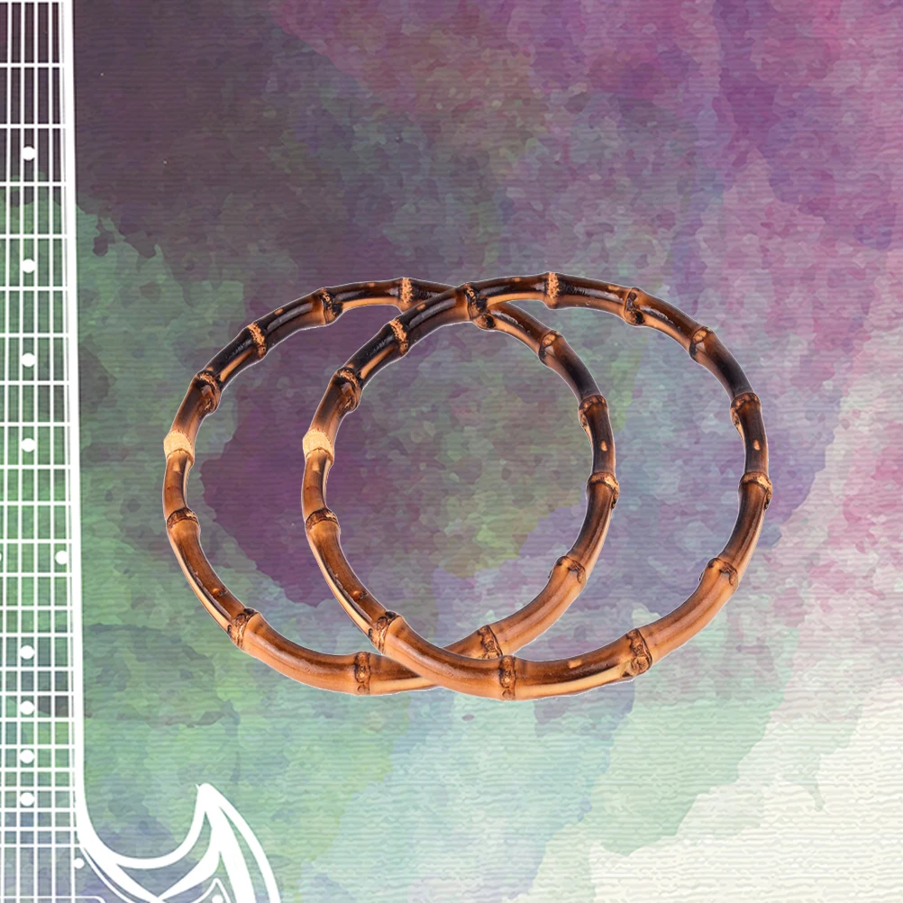 

2Pcs Bamboo Round Bag Handles Handmade Replacement Handles 13cm Diameter Coffee Color DIY Accessories for Handbag Purse