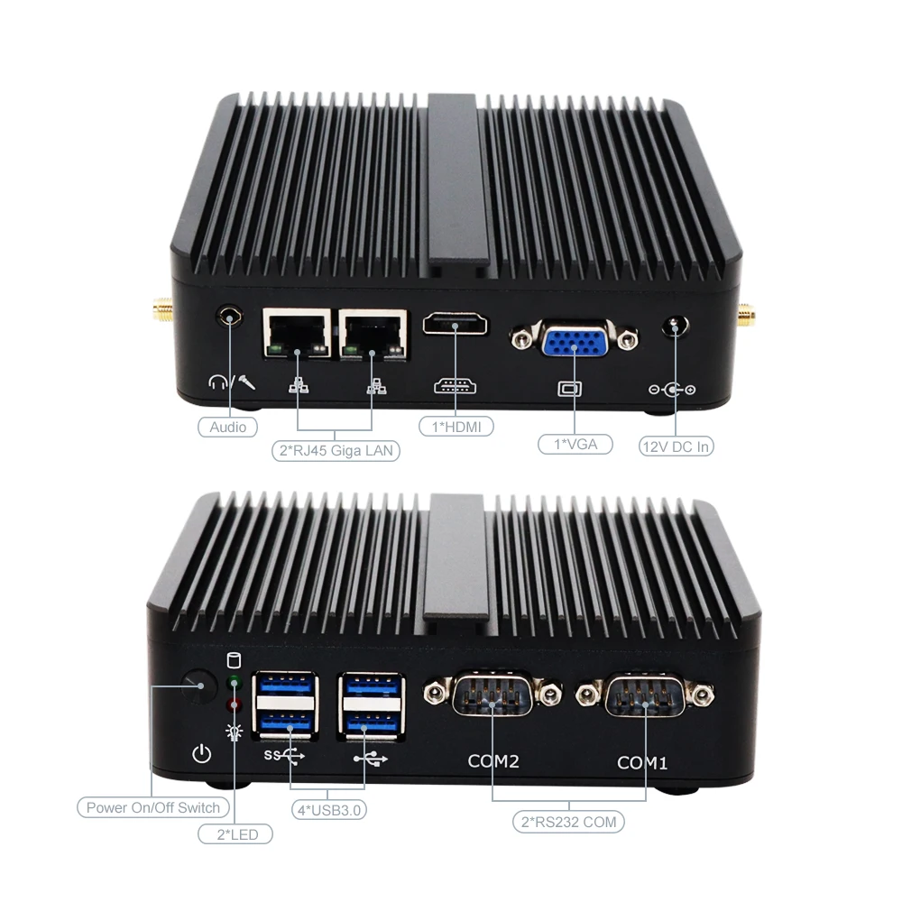 Dual LAN Dual COM M.2 NGFF SSD DDR4 RAM J4105 Wins10/Linux Barebone Mini PC مع VGA + HD 4 USBs #3