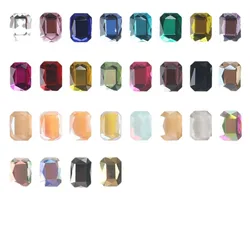 100pcs nail octagonal shaped multi cut 6x8mm large diamond super sparkling jewelry crystal flat bottom jewel decorations