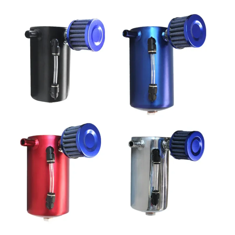 SPSLD Car Styling Universal Oil Catch Tank with Air Filtration Reservoir Engine Fuel Seperator Can Aluminum 500ml 2*12MM