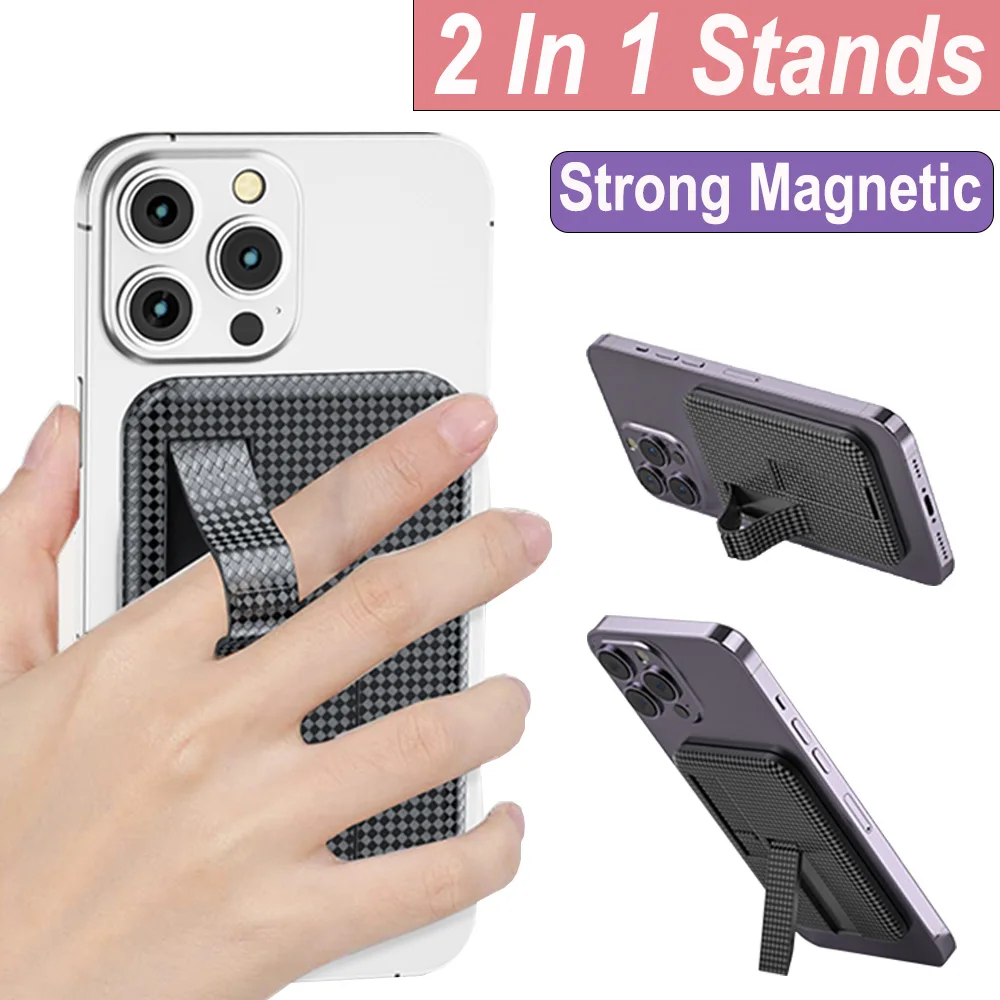 For Magsafe Phone Grip With Finger Strap Magnetic Grip Holder Portable Stand For iPhone 15 Pro Max13 14 Samsung S24Ultra Cases