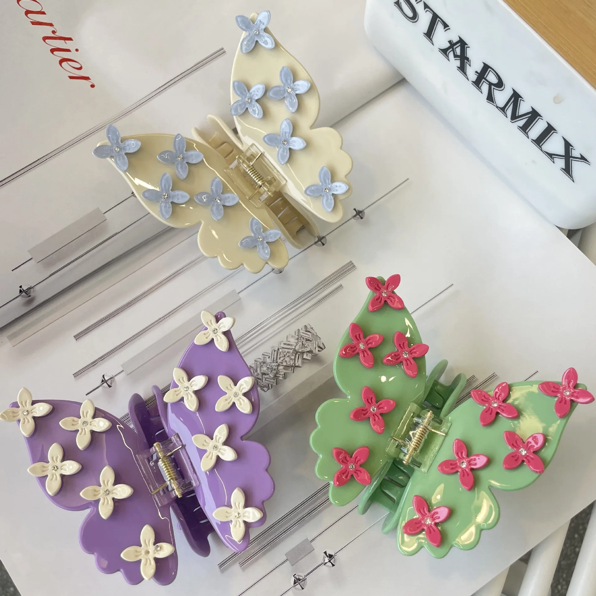 

New Rhinestone Butterfly Crab Hair Clip Acetate Korean Senior Claw Clip Fairy Hair Claw Gentle Hair Accessories for Women Girls