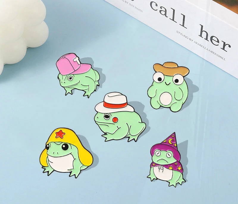 

Nightcap Pines Bag Lapel Pins Cartoon Animal Badge Jewelry Gift for Kids Friends 5 Style Frog Enamel Pins Custom Formal Hat