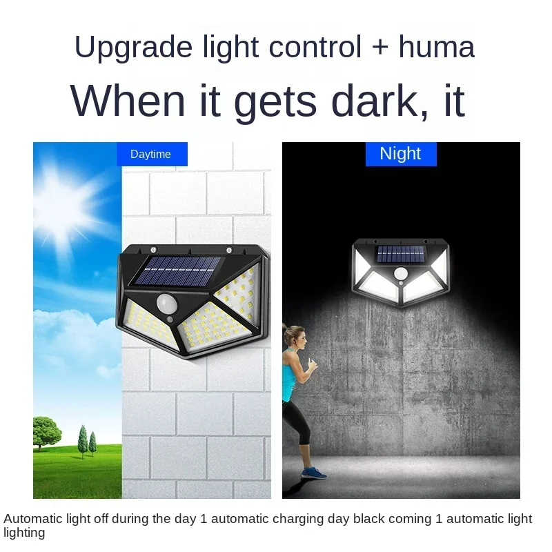 LED Solar Motion Sensor Lights Outdoor Wide Angle Lighting, IP67 Waterproof Wireless Security Solar Powered Flood Lights Outside