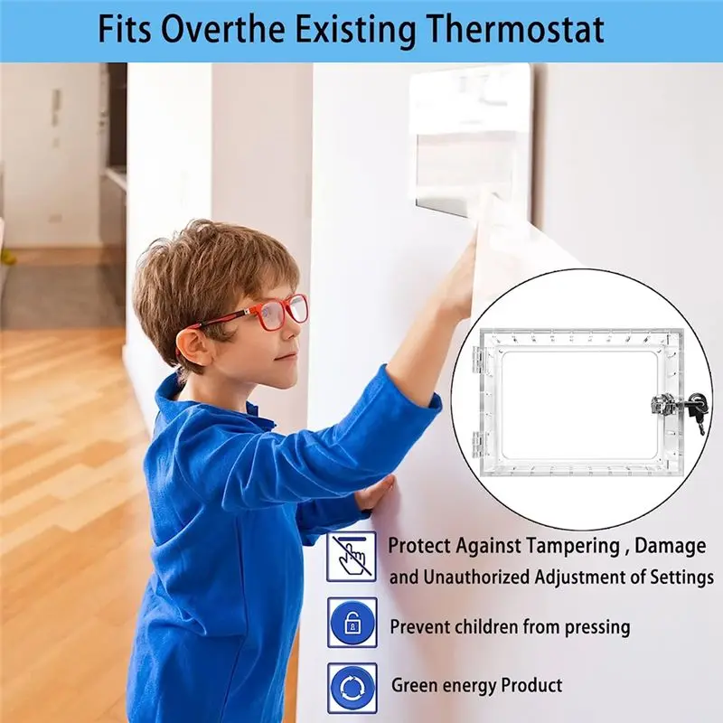 FOR HOME Universal Thermostat Lock Box with Key,Clear Thermostat Guard for Thermostat on Wall.5 inch Hx4.72 inch Wx1.65 inch D