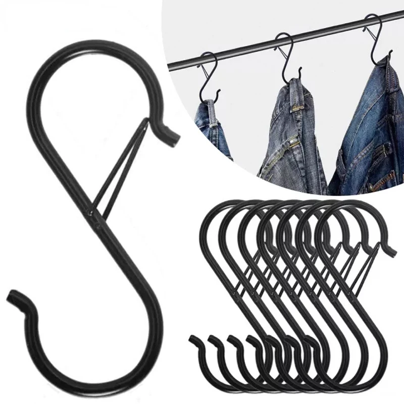 5PCS Hanging Heavy Duty S Hooks with Safety Buckle Design for Clothes Towel Plants Home Kitchen Door Closet Garden Storage