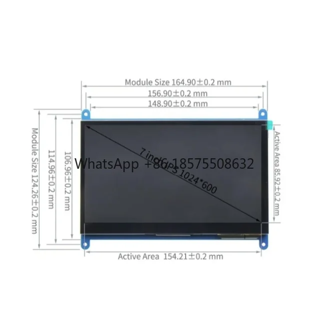 7 Inch Raspberry Pi 4/3/2/B/B+/A+ Monitor 1024x600 IPS 5-Points Capacitive Touchscreen Drive Free HDMI Display For Win 7/8/10