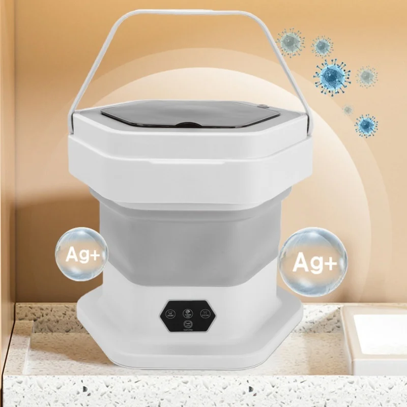 Folding Washing Machine 8L 60W Small Foldable Baby Clothes Washer Portable Laundry Machine For Travel Dormitory Apartment