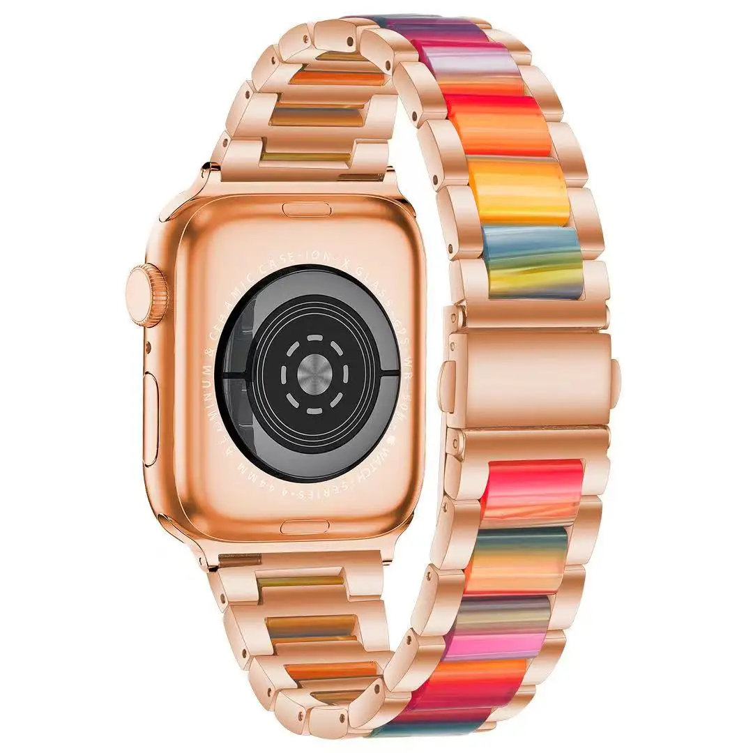 Luxury Metal+Resin Strap for Apple Watch Ultra 10 9 8 7 49mm 46mm 45mm 44mm 42mm 41mm 40mm 38mm Stainless Steel iWatch 6 5 4 SE