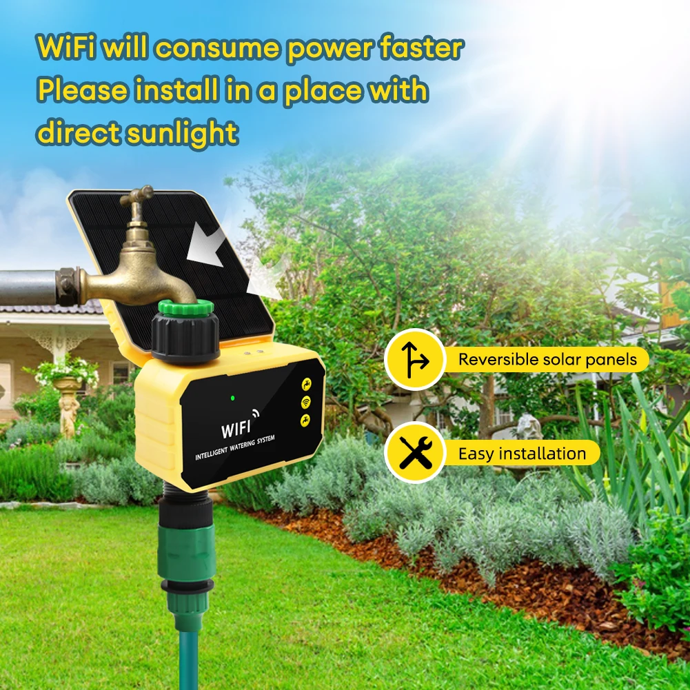 Yieryi Tuya WIFI Smart Valve Controller Solar Intelligent Automatic Water Timer Outdoor Garden Drip Irrigation Sprinkler Timer