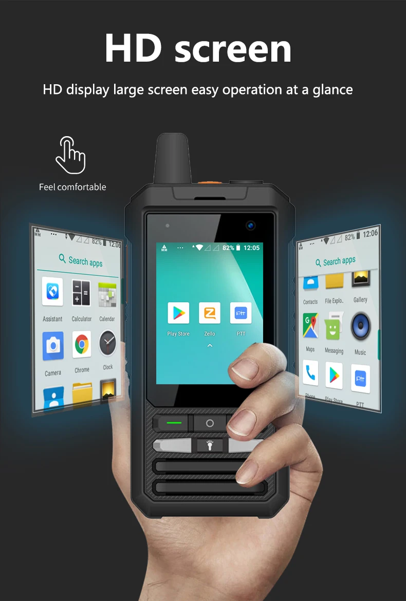 ANYSECU Walkie Talkie W8pro, Walkie Talkie tahan air IP54 anti debu tahan guncangan 5300mAh Android 10 sistem SIM mikro dengan GPS