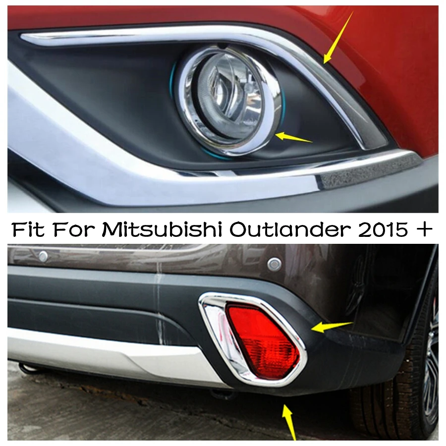 

Chrome Front Fog Lights Ring / Lamp Eyelid Eyebrow Cover Trim Rear Foglight Frame For Mitsubishi Outlander 2015 - 2022 Accessory