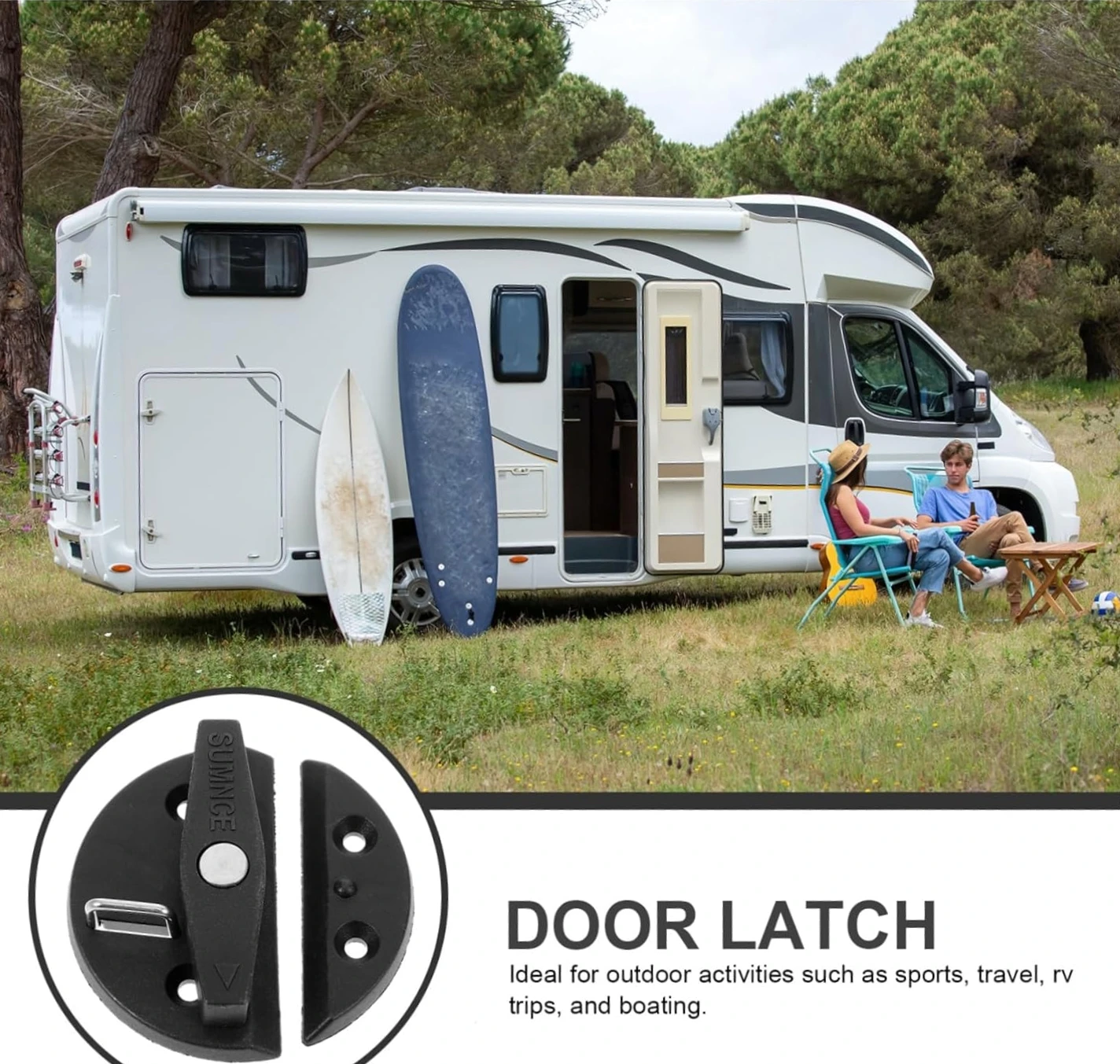 Fechadura espiral de nylon redonda, preta, para banheiro, rv, com fivela de segurança, fácil instalação para campistas, resistente, roubo de rv, trava durável