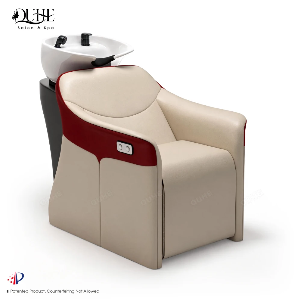 Wholesale Massage Shampoo Chair Customizable Color Shampoo Bed for Salon with White Bowl Shampoo Bed