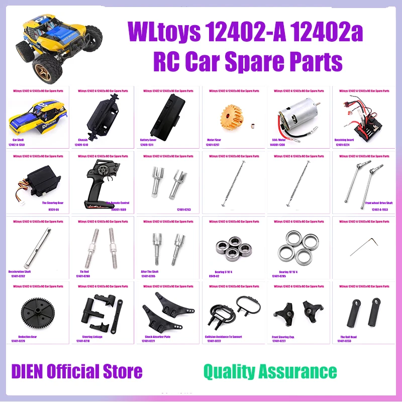 

WLtoys 12402-A 12402a RC Car Spare Parts Shell Tires Servo Motor Gear Remote Controller Receiver Drive Shaft Swing Arm Etc esc