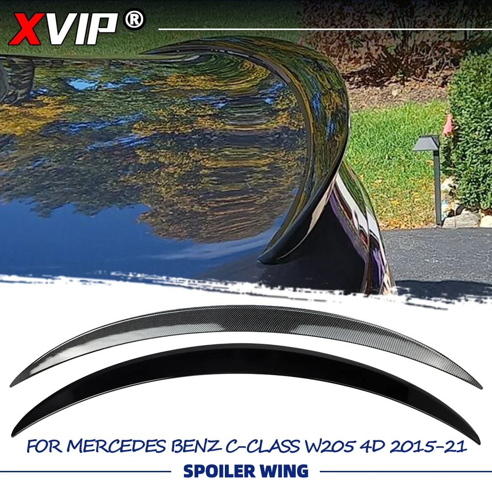 

XVIP Glossy Black Glossy Carbon Fiber Look Rear Spoiler Wing For Mercedes Benz C-Class W205 4-Door 2015-2021