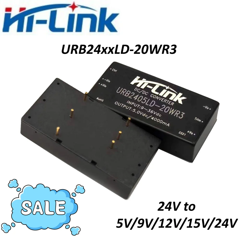 3pcs Hi-Link URB2405LD-20WR3 20W Isolated DC-DC Power Module 9-36V Wide Input 5V 9V 12V 15V 24V Single Output 1500V Isolation