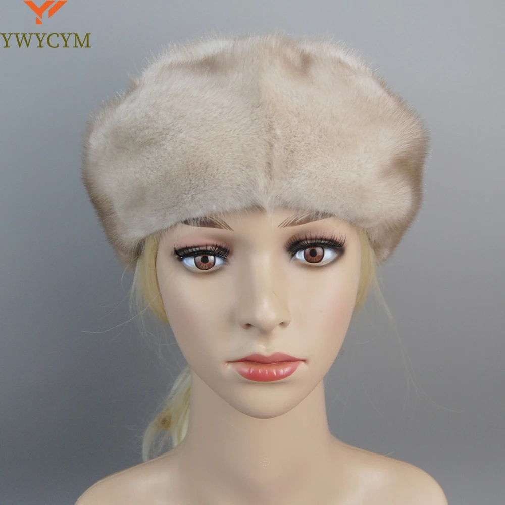 New Luxury Gentleman 100% Genuine Mink Fur beret Hats Women Winter Outdoor Warm Real Mink Fur Hat Natural Full Pelt Mink Fur Cap