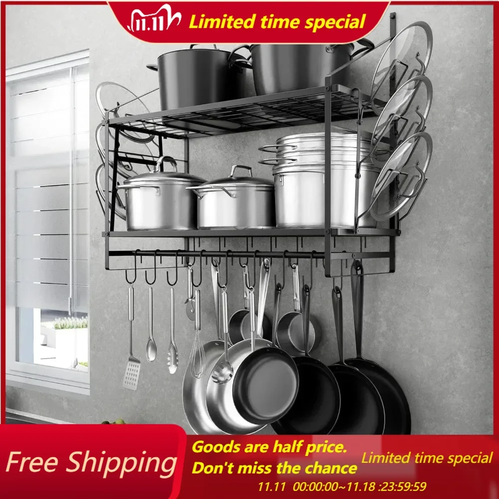 

Hanging Pot Rack Wall Mounted,30 Inch Wall Hanging Pot Rack,Pot Hangers for Kitchen Wall Mount,Pot And Pan Hanger