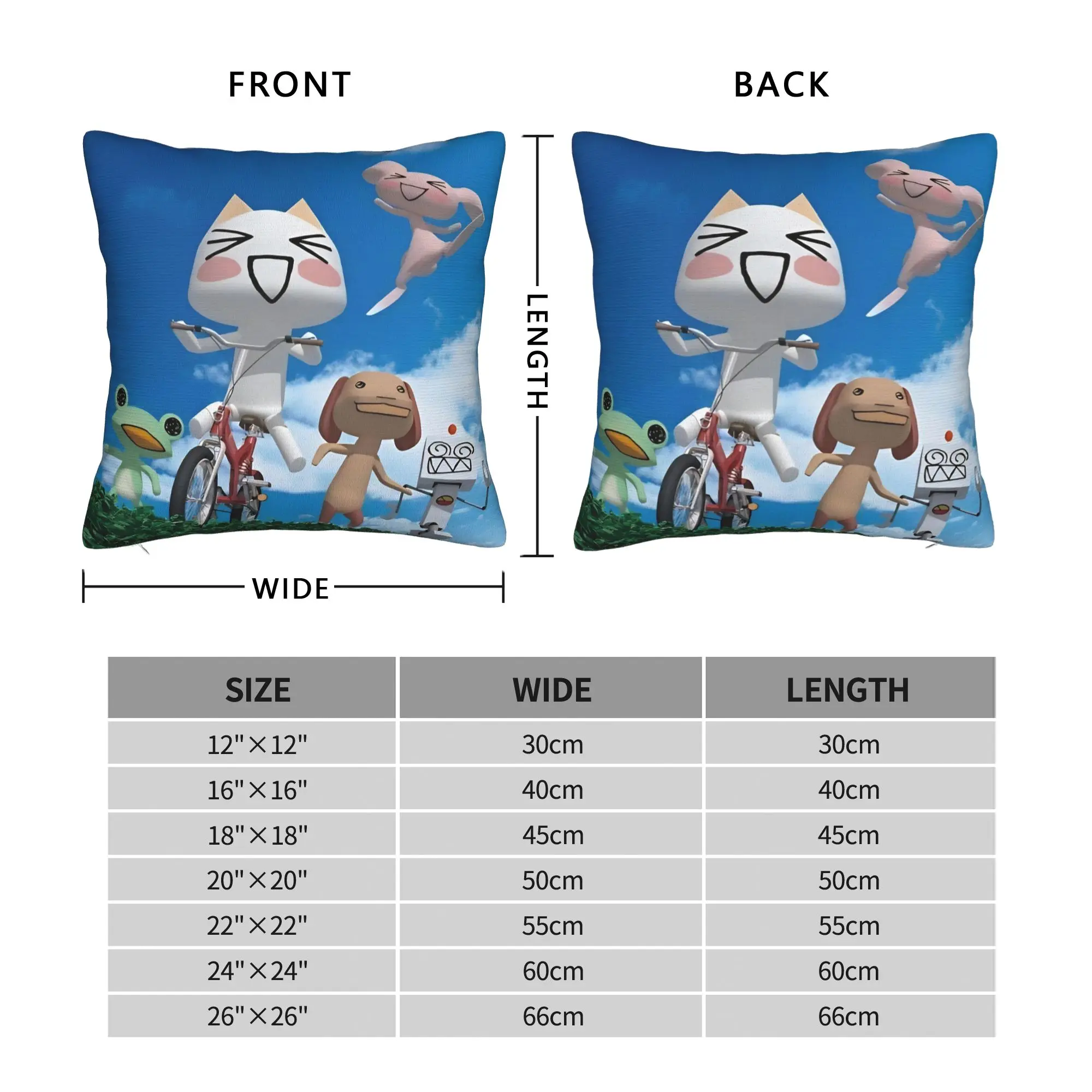 Toro Inoue Cat Square Pillow Covers Polyester Seat Happy Neko Cushion Cover Creative Decor Pillowcase 40*40