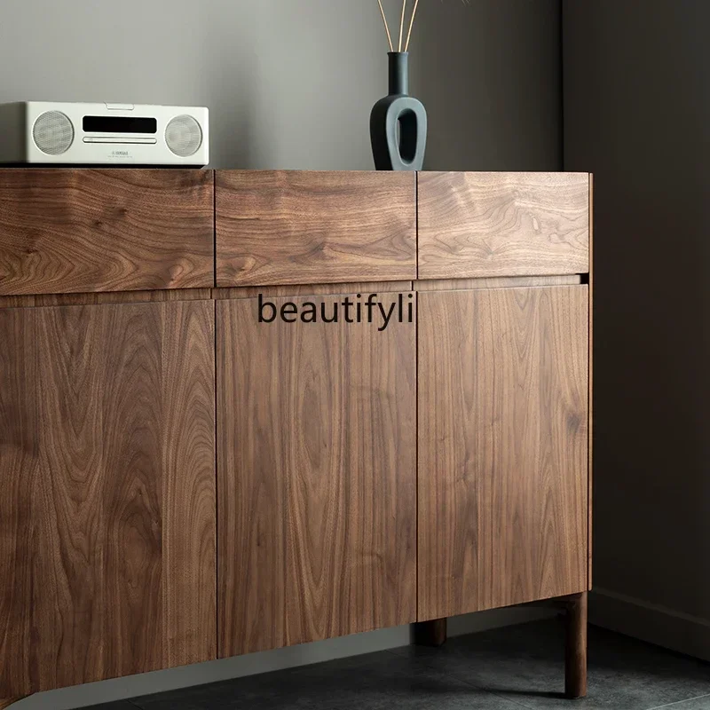 

SS ss7486 Nordic black walnut solid wood dining edge, simple and modern entrance, living room sofa side cabinet, storage cabine