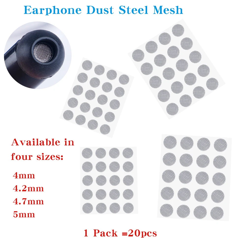 20pcs/set Dust Filter Nylon Mm 4.2mm 4.7mm 5mm In-Ear Headphone Parts Filter Dust Filter Headphone Replacement Accessories