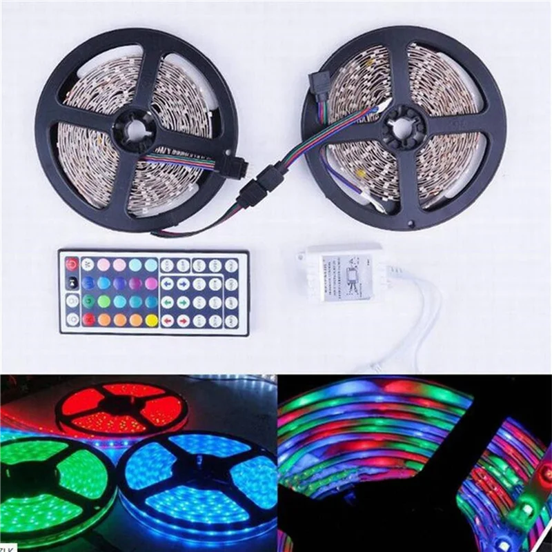 ABJF-2X DC12V RGB LED 컨트롤러 + 44 키 원격 제어 RGB 제어 상자 2835 RGB 라이트 스트립 용 IR 라이트 스트립 컨트롤러